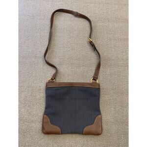 Prada Women Blue Brown Leather Crossbody Bag